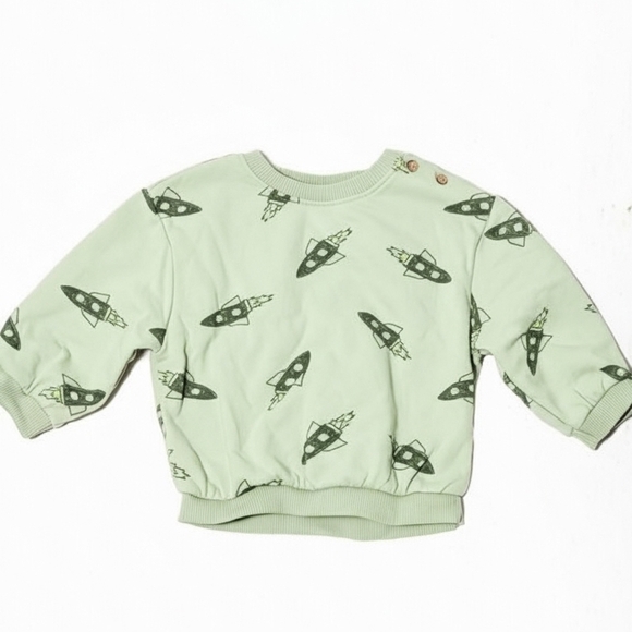 🚀 Cat & Jack Baby 18M Rocket Sweatshirt & Jogger Set | NEW Without Tag - Picture 2 of 6